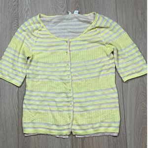 Moth Striped Cardigan Sweater, size M  playful, lightweight, spring-ready